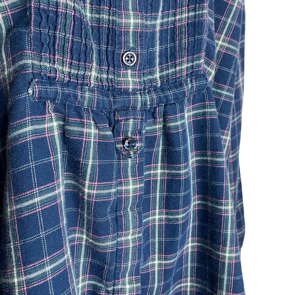 Vtg LL Bean Shirt Womens Large Flannel Plaid Lightweight Pintuck Western Cottage - Picture 8 of 16